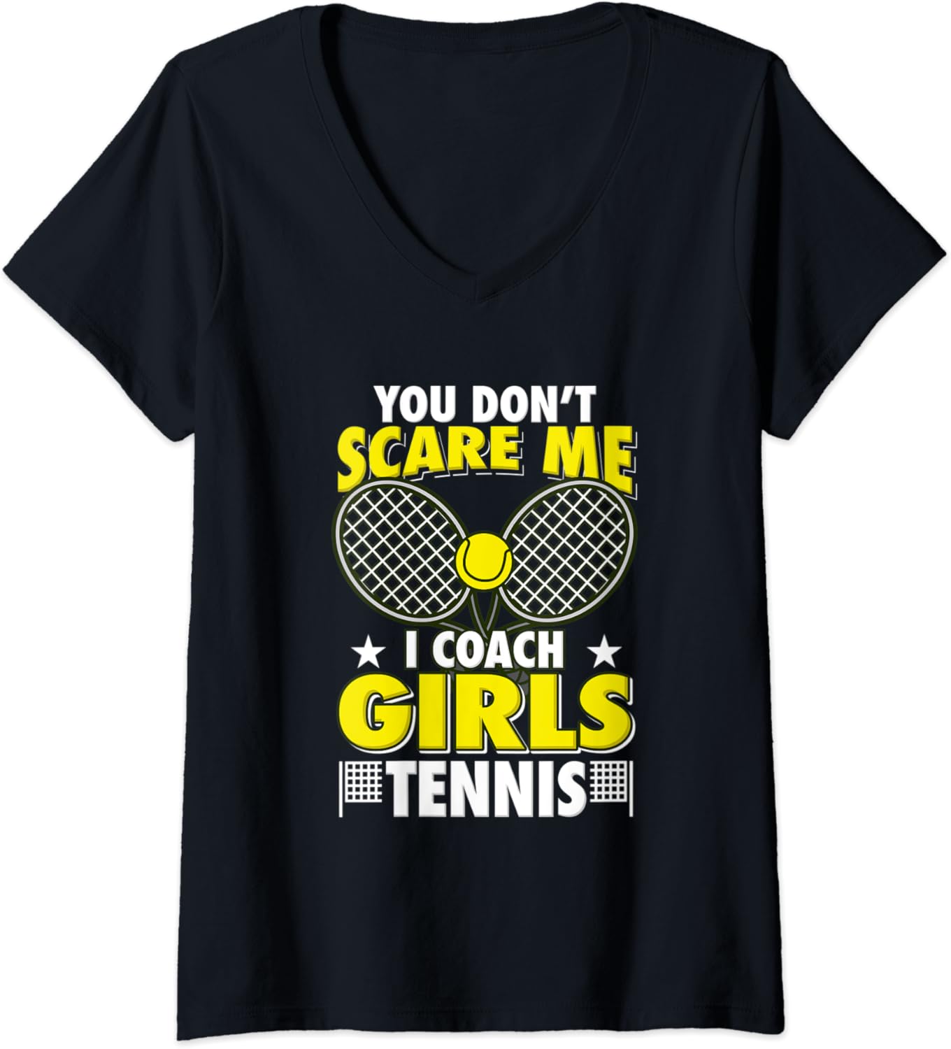 Womens Funny Tennis Gift A Girls Coaching Tennis Coach VNeck TShirt